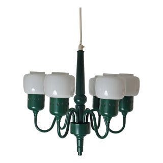 Forest Green Model 526 Chandelier attributed to Hans-Agne Jakobsson, Sweden, 1970s For Sale