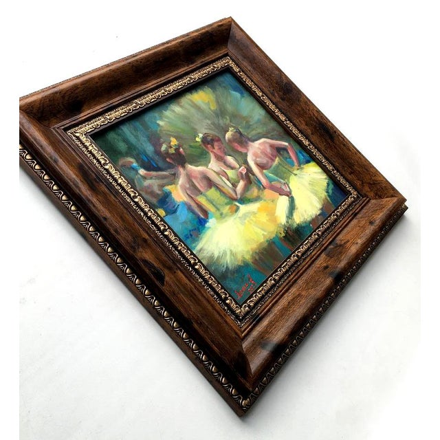 Framed Ballerinas Original Painting by Valeriya Serova Ballet Impressionist Figurative For Sale - Image 4 of 14
