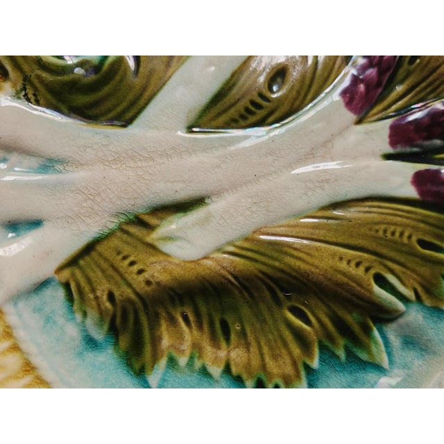 Antique French Asparagus Barbotine Plate from Salins, 1900s, Set of 4 For Sale - Image 5 of 8