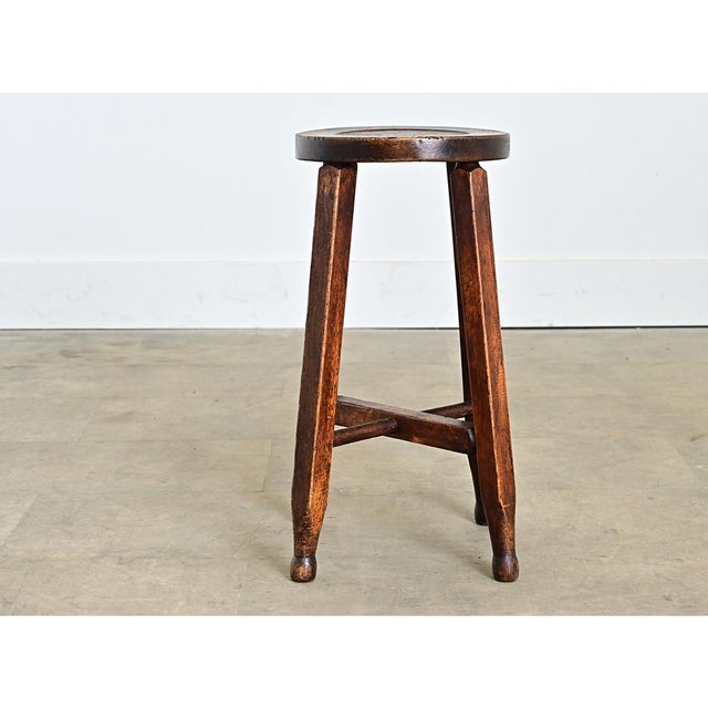 Brown English 19th Century Oak Arts & Crafts Stool For Sale - Image 8 of 9