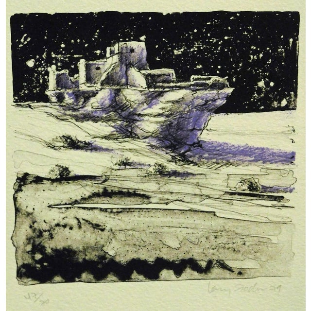 Larry Fodor "Space Pueblo" Hand Signed Southwestern Artwork For Sale - Image 4 of 5