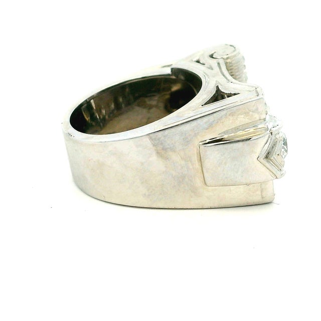 Vintage Platinum Diamond Cocktail Ring, 3 Carats Total, 1940s, Size 6.5 For Sale - Image 13 of 17