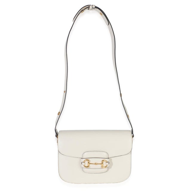 White Mystic White Azalea Calfskin Horsebit Small 1955 Shoulder Bag For Sale - Image 8 of 9