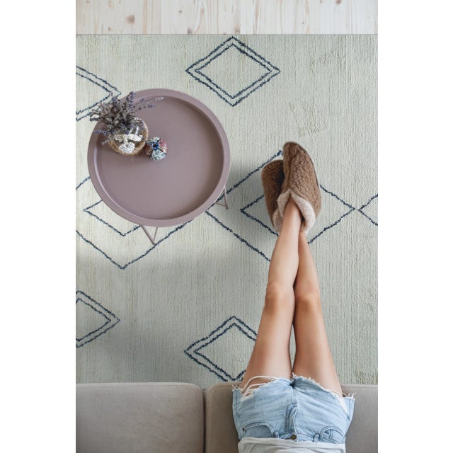 Ivory 8x10 Ophelia Moroccan Ivory Geometric Modern Hand Knotted Wool Carpet Rug For Sale - Image 8 of 11