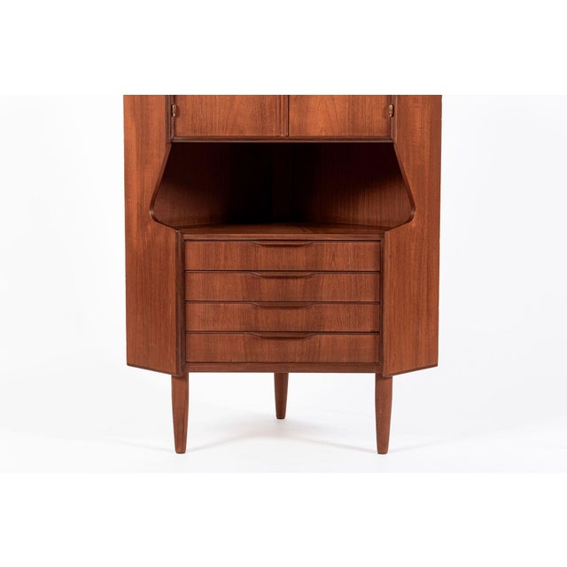 Mid Century Danish Teak Wood Corner Bar Cabinet 1960s For Sale - Image 9 of 13