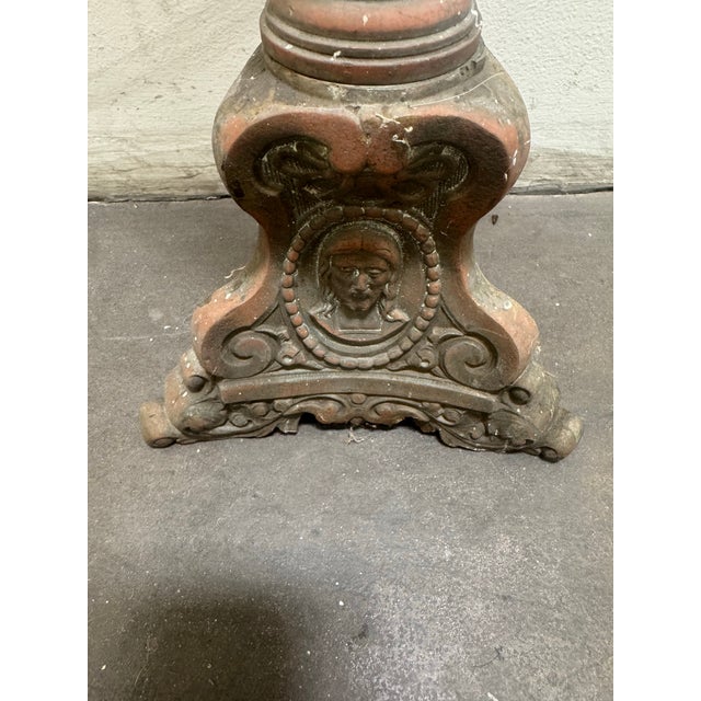 Antique 19 Century Tall Gothic-Style / Religious French Altar Candlestick For Sale - Image 4 of 12