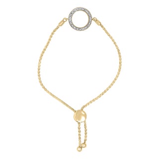 Gold Vermeil Diamond Accent Circle Lariat Bolo Bracelet For Sale