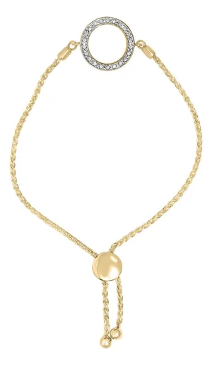 Gold Vermeil Diamond Accent Circle Lariat Bolo Bracelet