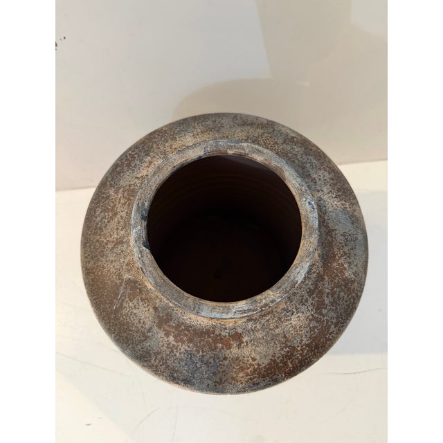 Ceramic Vintage Mediterranean Ceramic Vessel, Blue and White Decorative Band For Sale - Image 7 of 8