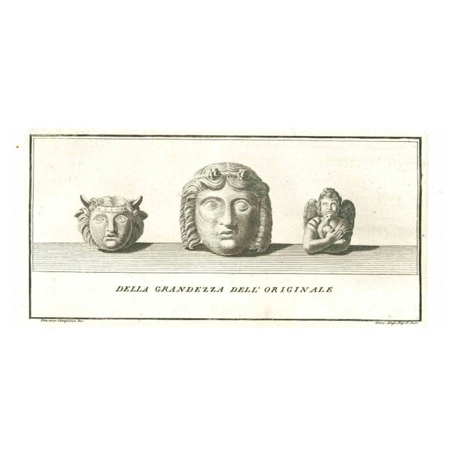 Vincenzo Campana, Ancient Roman Statues, Original Etching, 18th Century For Sale