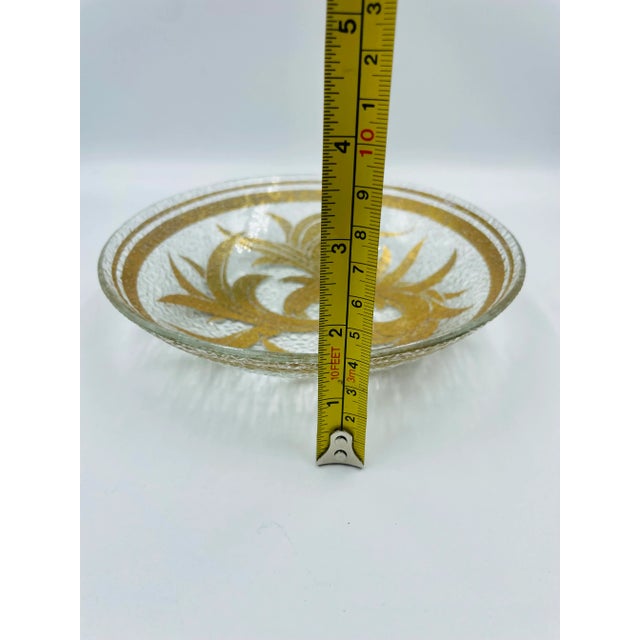 Vintage Dorothy Thorpe "Gold Scroll" Motif Oblong Textured Glass Tray & Corresponding Bowl- 2 Pieces For Sale - Image 10 of 11