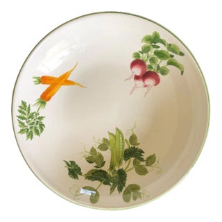 Vintage Large Handpainted Vietri Dish with Carrots, Peas, and Radishes For Sale