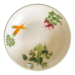 Vintage Large Handpainted Vietri Dish with Carrots, Peas, and Radishes