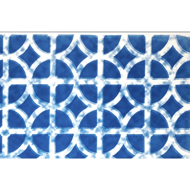 2026, Tropical Art Deco, Miami Breezeblocks, Handmade Cyanotype Monotype in Blue Tones, Unique Piece For Sale - Image 4 of 7