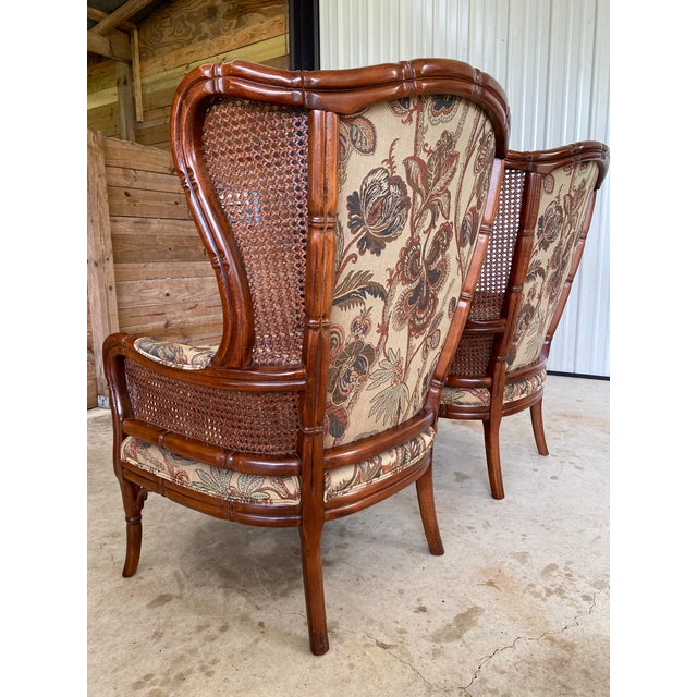 Ethan Allen Faux Bamboo Cane Wingback ChairsPair Chairish