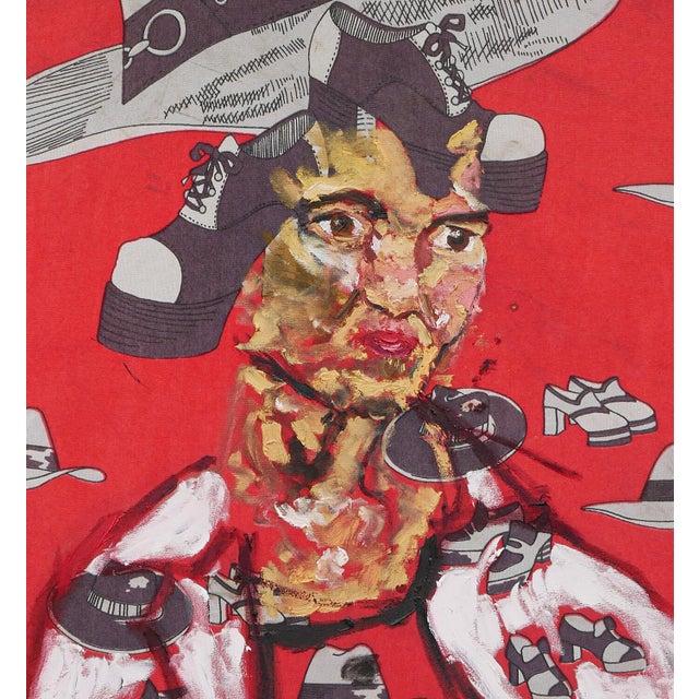 Brown Jim Pirtle Red, Gray, and White Abstract Figurative Contemporary Painting of a Lady, 20th Century For Sale - Image 8 of 12