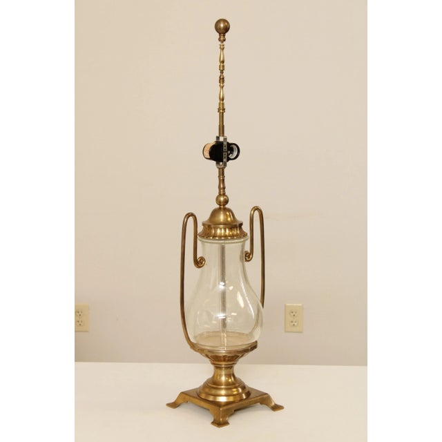 1980s Chapman Seeded Glass & Brass Table Lamp For Sale - Image 5 of 13