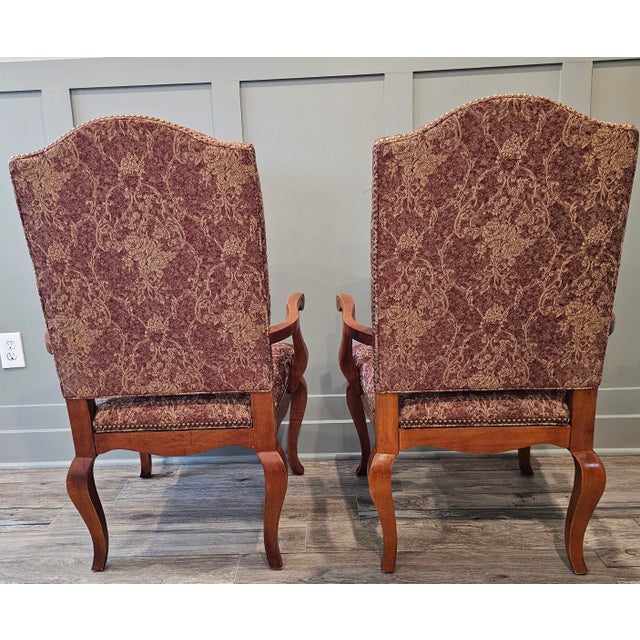 French Country Ethan Allen Legacy Collection French Country Upholstered Arm Chairs For Sale - Image 3 of 15