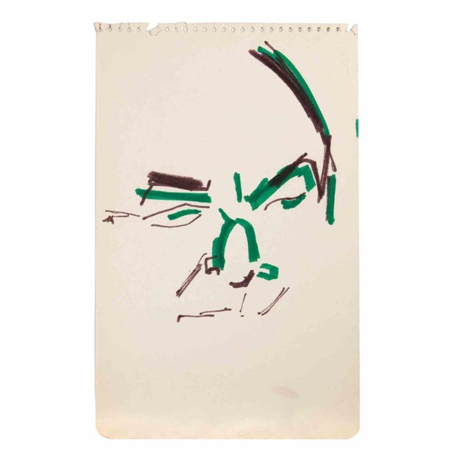 Portrait is a Colour Market Drawing realized by Reynold Arnould (Le Havre 1919 - Parigi 1980). Good condition on a sheet...