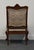 Vintage Antique Solid Mahogany Gothic Revival Jacobean Upholstered Arm Chair For Sale In Kansas City - Image 6 of 10