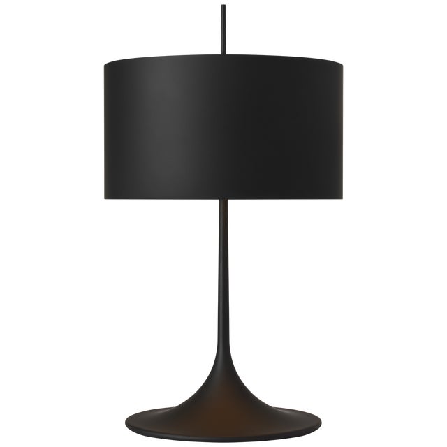 Modern Barbara Barry by Visual Comfort Signature Spinet 26" Modern Trumpet Table Lamp in Matte Black with Black Shade For Sale - Image 3 of 3