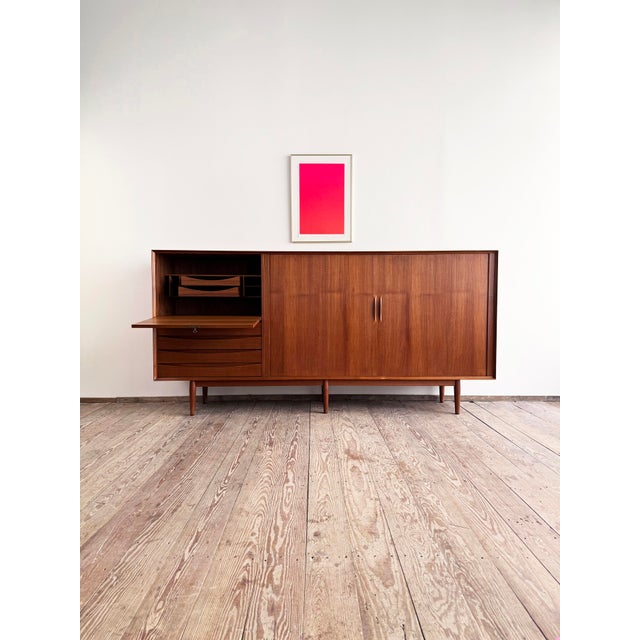 Large Mid-Century Modern Danish Teak Sideboard with Tambour Doors by Arne Vodder for Sibast For Sale - Image 6 of 18
