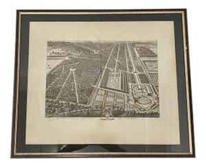 18th Century Engraving "Birdseye View of New Parke in Surrey" C.1724