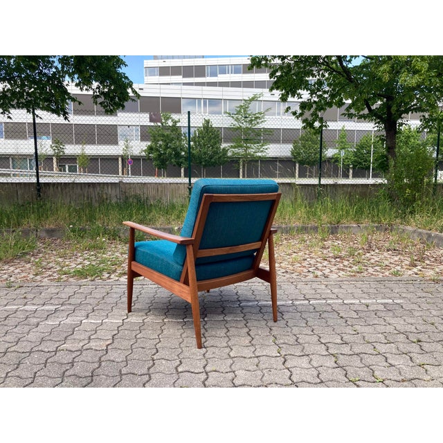 Mid-Century Petrol and Teak Easy Chair from Wilhelm Knoll Antimott, 1965 For Sale - Image 10 of 18