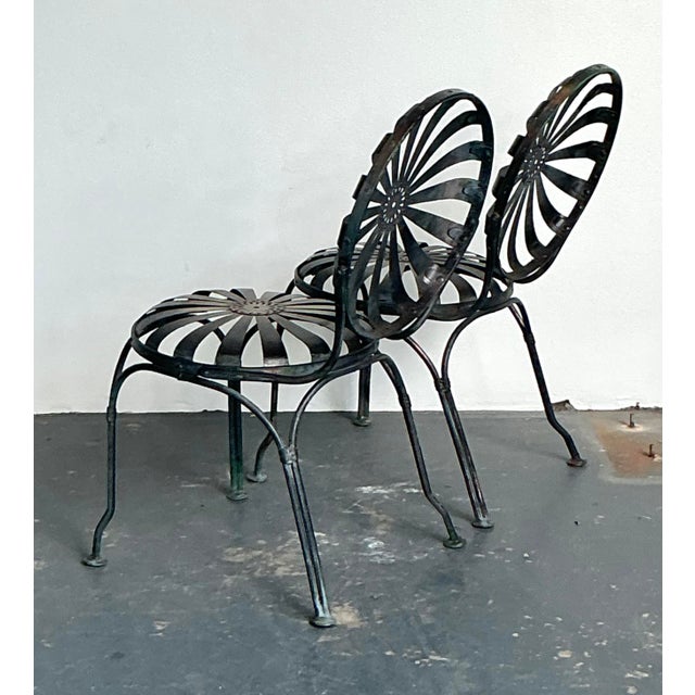 Vintage Boho Wrought Iron “Sunburst” Dining Chairs After Francois Carre - A Pair For Sale - Image 9 of 11