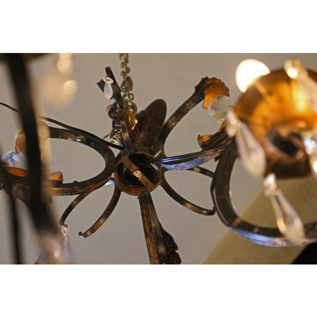 Late 19th Century French Iron & Crystal 15-Light Chandelier For Sale - Image 4 of 9
