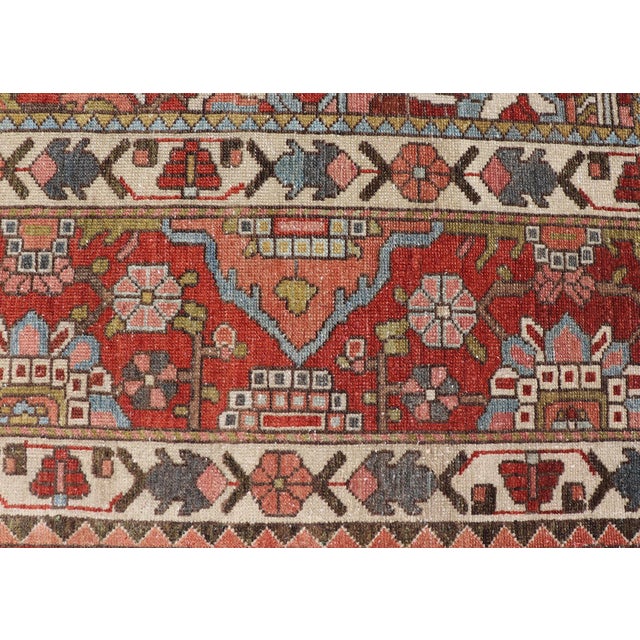 Square Antique Persian Bakhtiari Rug With Red Field and Ivory Medallion For Sale - Image 12 of 16