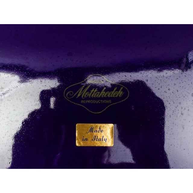 Mid 20th Century Mottahedeh Italy Majolica Cobalt Floral Bird Finial Covered Dish With Tray For Sale - Image 10 of 10