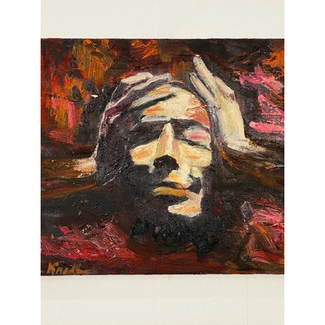 A midcentury oil on canvas of a head, Krell.