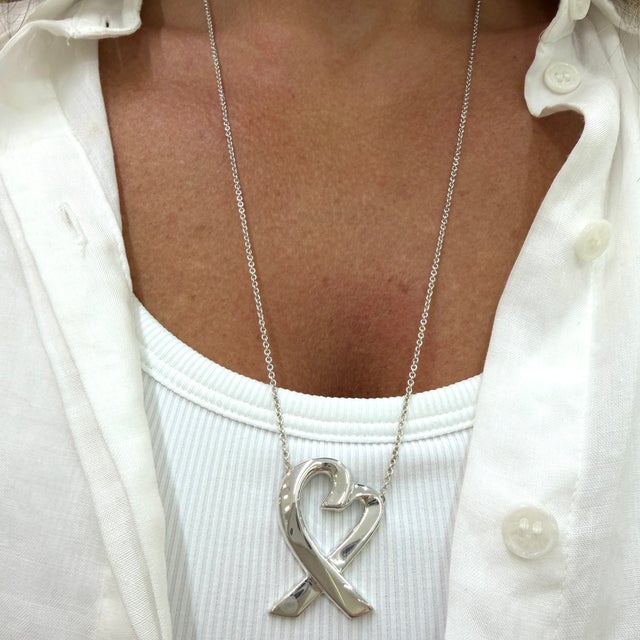 Tiffany & Co. Paloma Picasso Loving Heart Sterling Silver Pendent Necklace For Sale - Image 10 of 10