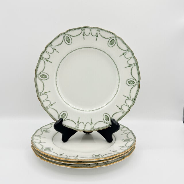 Antique Royal Doulton Countess Green & Gold Luncheon Plates, Set of 4 For Sale - Image 12 of 12