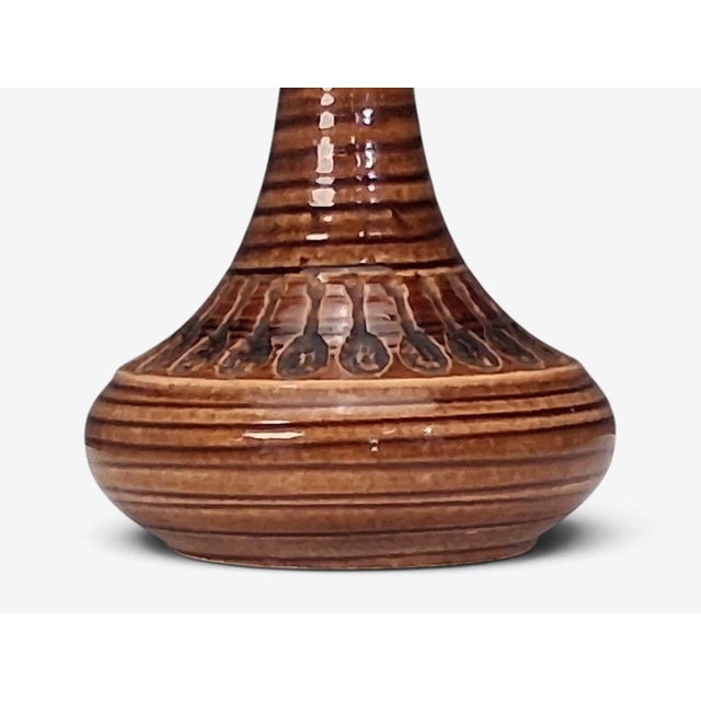 Brown 1960s Mid-Century Modern Arne Finne Nielsen, Table Lamp, Brown Glazed Stoneware For Sale - Image 8 of 10