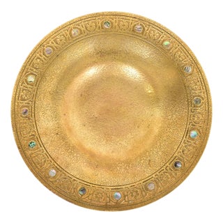 Tiffany Studios New York Bronze Doré Bowl With Abalone Inlay For Sale
