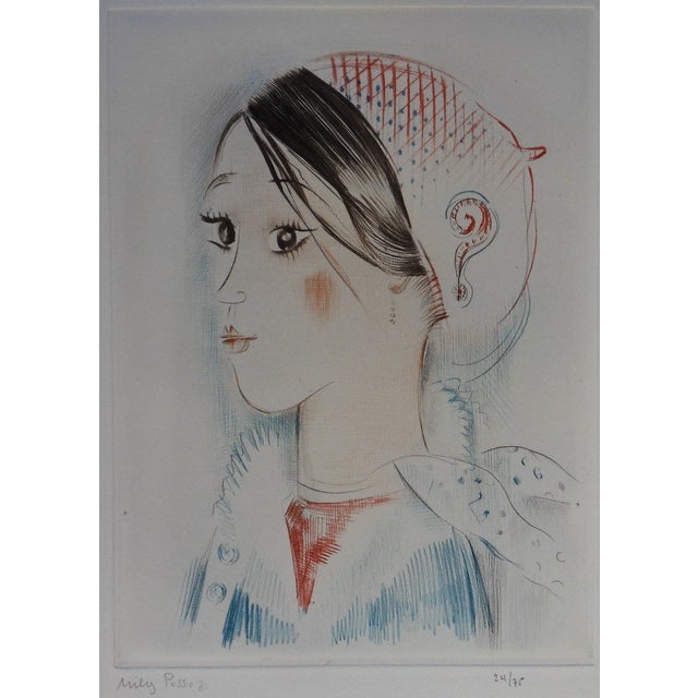 Mily Possoz, Portrait of a Girl, Etching For Sale