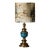 Vintage Brass & Teal Table Lamp With Custom Designer Crane Landscape Shade – Statement Piece For Sale
