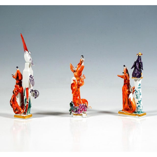 Fox Figurines by Peter Strang for Meissen after Aesop, 1998, Set of 3 For Sale - Image 4 of 6