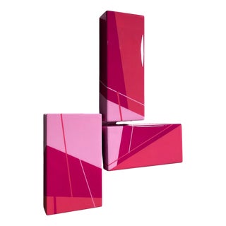 David E. Peterson, Puzzle #122: Pink Colorful Geometric Abstract Wall Sculpture, 2024, Wood and Resin For Sale