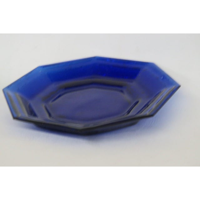 Deep Cobalt Blue Glass Plate 8 Sided Octagonal Small Dish Geometric Style 4879b For Sale - Image 10 of 10