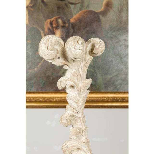 Wood Pair of Foliage Carved and Painted Wooden Fragments Circa 1940, Attributed to Maison Jansen For Sale - Image 7 of 12