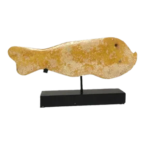 Mid-Century Vintage Amber Stone Jade Fish With Base