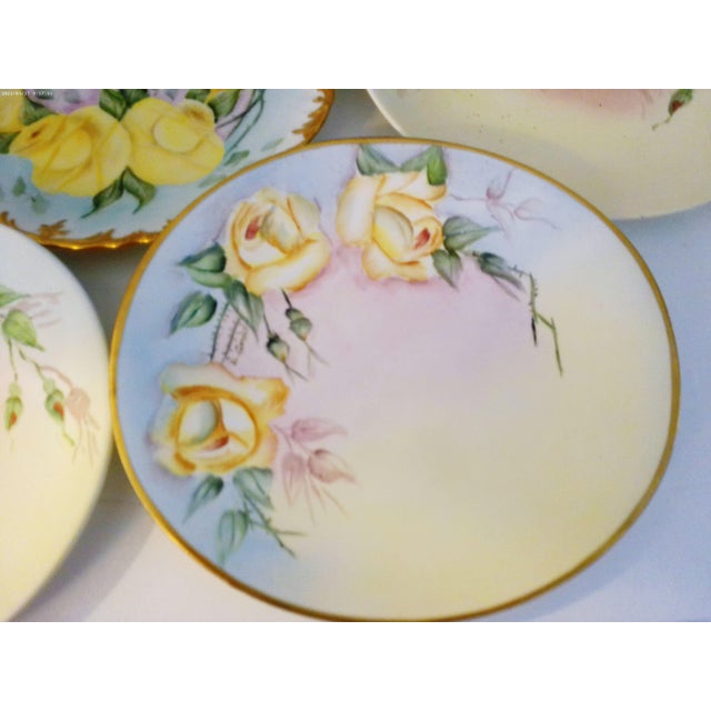 Vintage Hand-Painted Floral Porcelain Plates, Set of 8 For Sale In West Palm - Image 6 of 7