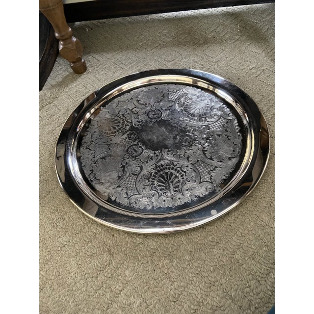 Vintage Silverplate Punch Bowl Monogram & Tray & Cup Set- 13 Pieces For Sale In Cleveland - Image 6 of 13