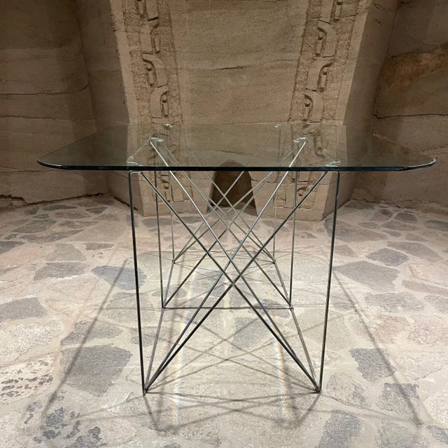 Silver 1970s Max Sauze Architectural Folding French Tubular Table For Sale - Image 8 of 13