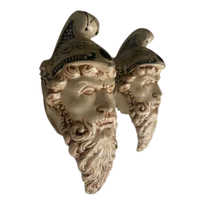 17th Century Style Majolica Mythological Wall Sculpture a Pair