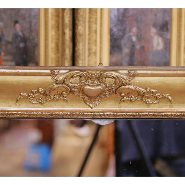 Rococo 19th Century French Rococo Giltwood Mantel Mirror With Heart Motifs For Sale - Image 3 of 10
