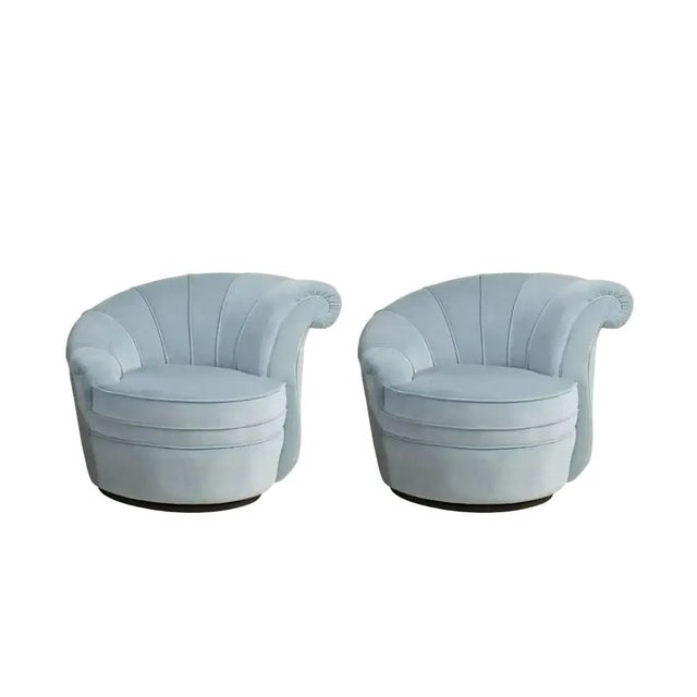 Simply stunning. Pair of nautilus chairs in the style of Vladimir Kagan, perfect for those looking to freshen up their...